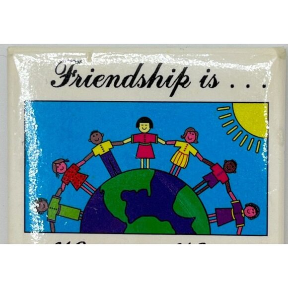 Friendship Is Refrigerator Magnet Vintage Helping Hands Children Earth - Picture 5 of 6